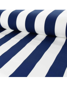 Liegestuhlstoff - Weiß und Navyblau