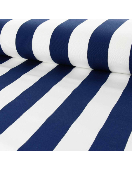 Liegestuhlstoff - Weiß und Navyblau