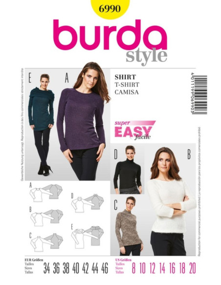 T-Shirt-Schnittmuster - Burda 6990