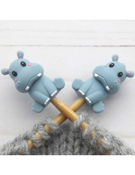 Maschenstopper für Stricknadeln - Kleines Nilpferd