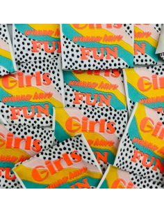 Satz von 5 gewebten Aufnähern zum Aufnähen Girls wanna have fun