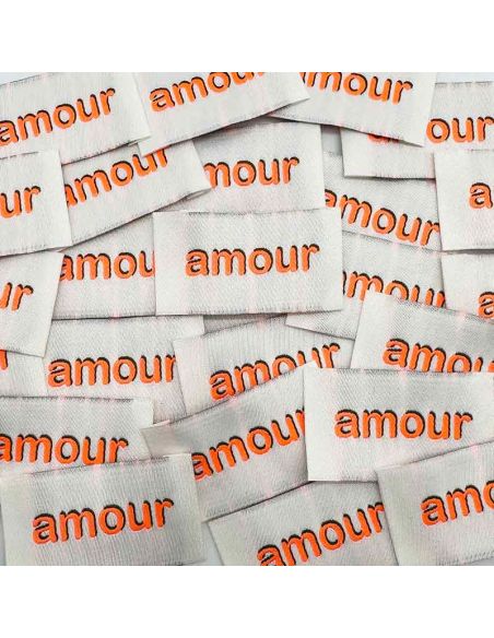 Satz von 5 gewebten Aufnähern zum Aufnähen Liebe - Neon