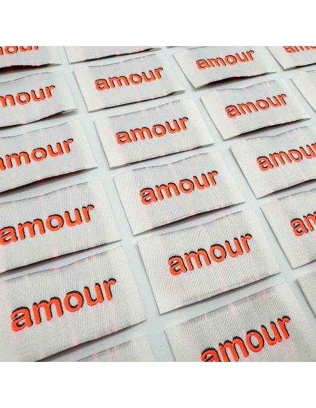 Satz von 5 gewebten Aufnähern zum Aufnähen Liebe - Neon