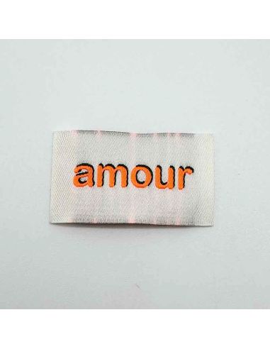 Satz von 5 gewebten Aufnähern zum Aufnähen Liebe - Neon
