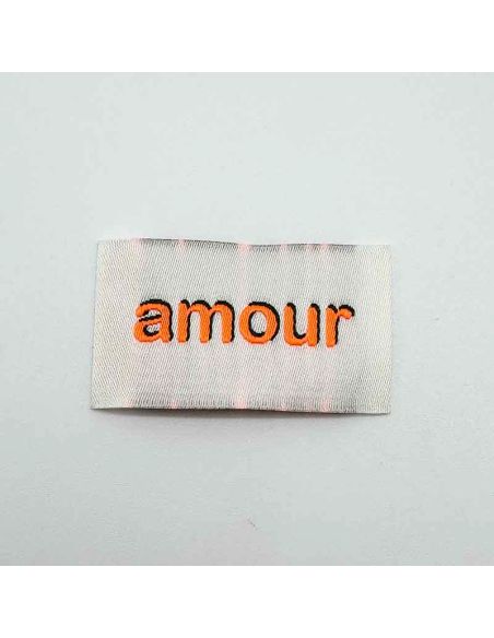 Satz von 5 gewebten Aufnähern zum Aufnähen Liebe - Neon