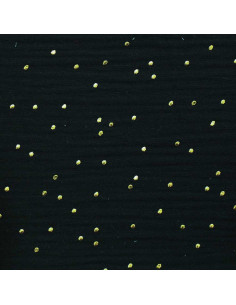 Doppellagiger Baumwollstoff mit kleinen goldenen Punkten - Schwarz 2
