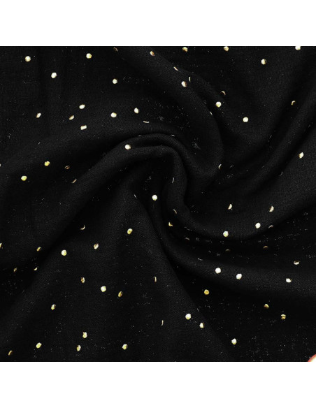 Doppellagiger Baumwollstoff mit kleinen goldenen Punkten - Schwarz