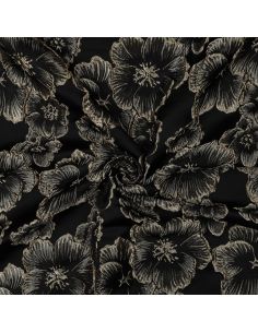 Jacquardstoff - Schwarze Blumen