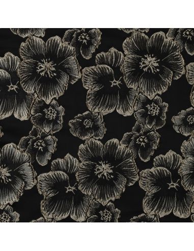 Jacquardstoff - Schwarze Blumen