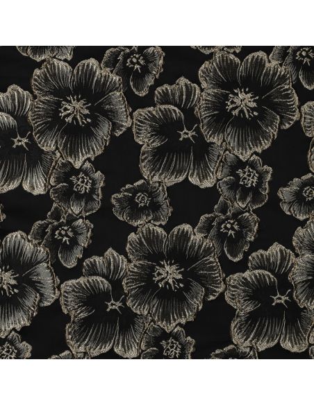 Jacquardstoff - Schwarze Blumen