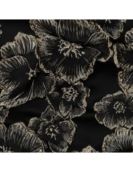 Jacquardstoff - Schwarze Blumen