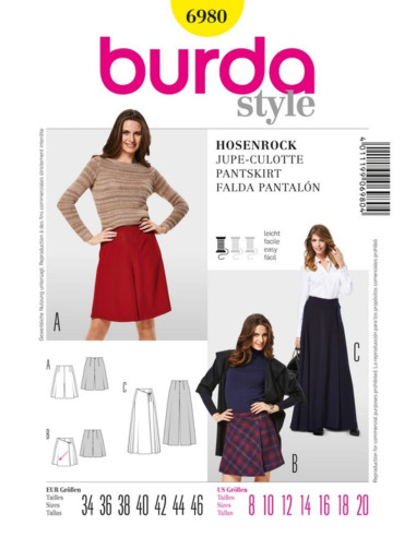 Hosenrock-Schnittmuster - Burda 6980