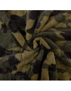 Kunstfellstoff Tarnmuster - Khaki