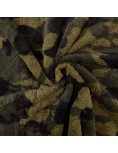 Kunstfellstoff Tarnmuster - Khaki