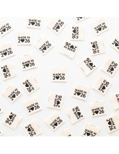 Satz von 8 gewebten Etiketten - Made in 2026 schwarz