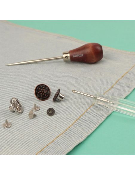 Schachtel mit 4 Schraubknöpfen für Jeans 14 mm Bronze Bohin