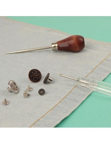 Schachtel mit 4 Schraubknöpfen für Jeans, 17 mm, Bronze, Bohin