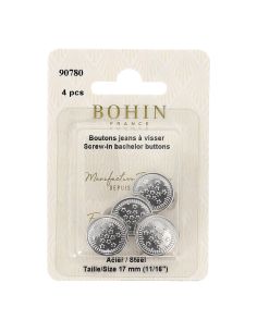Schachtel mit 4 Schraubknöpfen für Jeans 17 mm silber Bohin