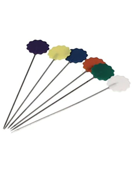 Schachtel mit 50 Quilt-Stecknadeln mit Blumenplastikkopf von Bohin