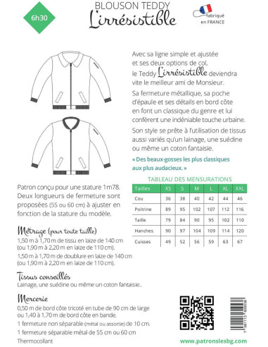 Herrenjackenschnittmuster l'Irrésistible - Les BG