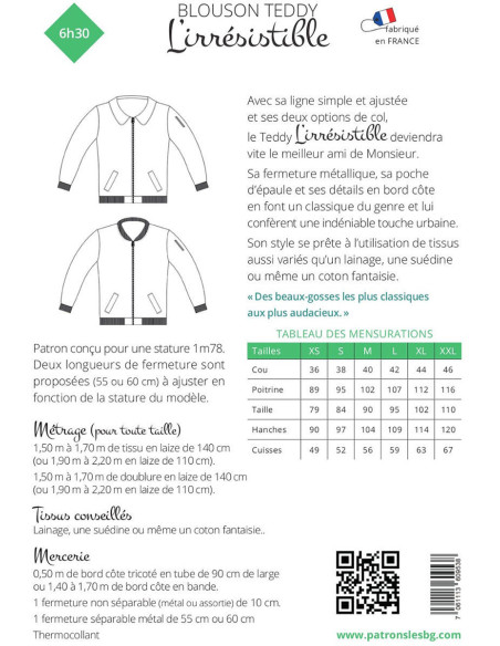 Herrenjackenschnittmuster l'Irrésistible - Les BG