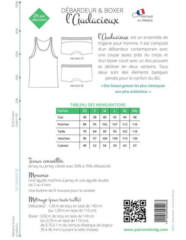 Boxershorts- und Tanktop-Schnittmuster für Herren L'Audacieux - Les BG