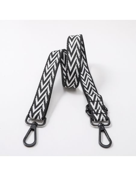 Sangle de sac avec mousquetons - Zig zag vert et noir
