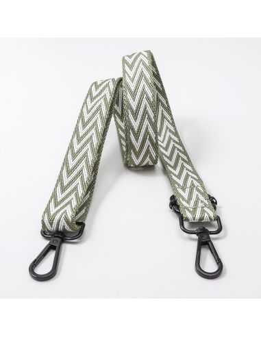 Sangle de sac chevrons avec mousquetons - Vert olive