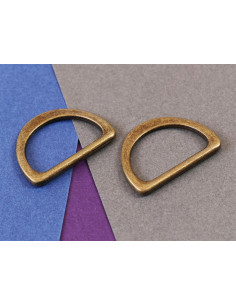 Set aus 2 D-Ringen, 25 mm, antikes Messing