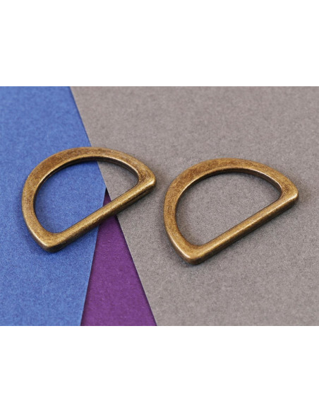 Set aus 2 D-Ringen, 25 mm, antikes Messing