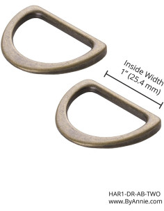 Set aus 2 D-Ringen, 25 mm, antikes Messing 2