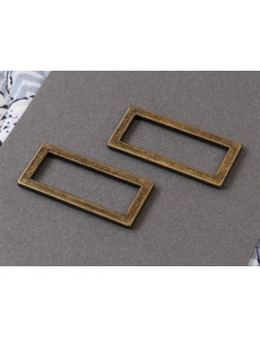 Set aus 2 rechteckigen Schnallen 13 x 38 mm antikes Messing