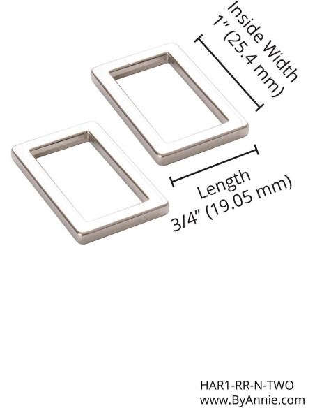 Set aus 2 rechteckigen Schlaufen 19 x 25 mm Silber