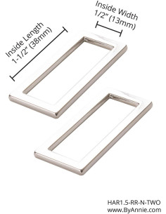 Set aus 2 rechteckigen Schlaufen 13 x 38 mm Silber 2