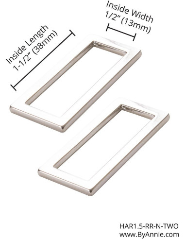 Set aus 2 rechteckigen Schlaufen 13 x 38 mm Silber