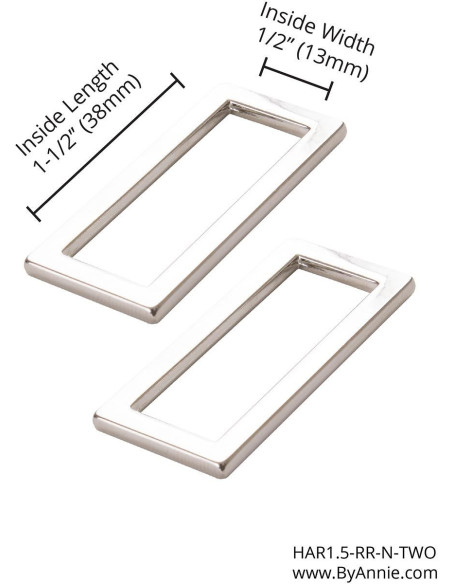 Set aus 2 rechteckigen Schlaufen 13 x 38 mm Silber