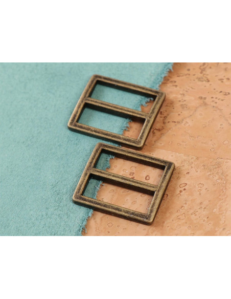 Set aus 2 Schiebeschnallen 28 x 25 mm antikes Messing