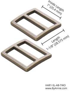 Set aus 2 Schiebeschnallen 28 x 25 mm antikes Messing 2