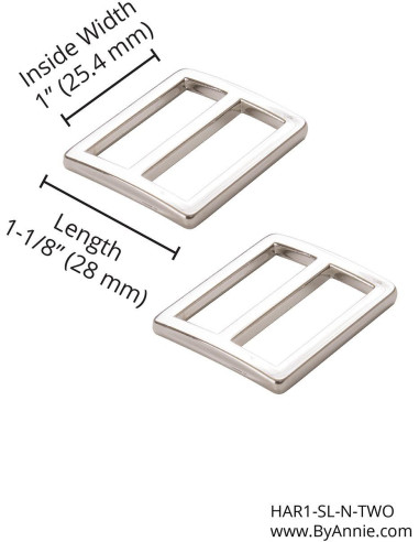 Set aus 2 verstellbaren Schnallen 28 x 25 mm Silber