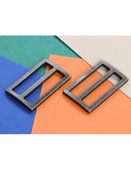 Set aus 2 Schiebeschnallen 22 x 38 mm antikes Messing