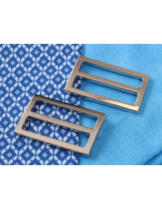 Set aus 2 Schiebeschnallen 22 x 38 mm Silber