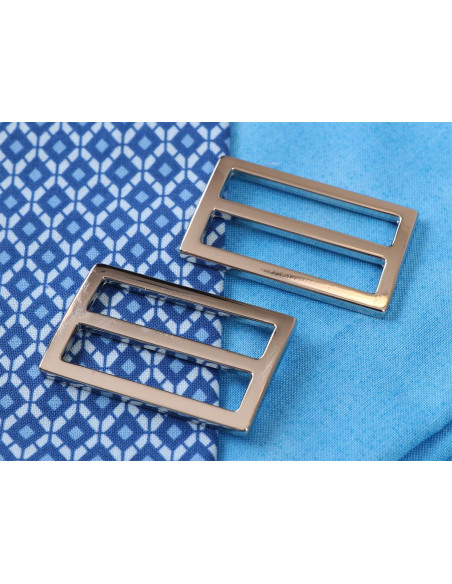 Set aus 2 Schiebeschnallen 22 x 38 mm Silber