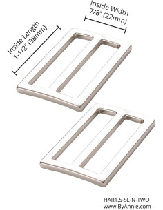 Set aus 2 Schiebeschnallen 22 x 38 mm Silber 2