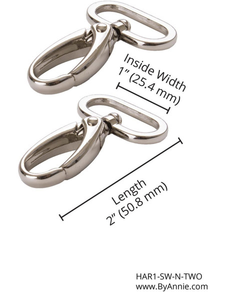 Set aus 2 Karabinern, 25 mm Durchlass, silber