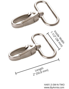 Set aus 2 Karabinern, 38 mm, silberfarben 2