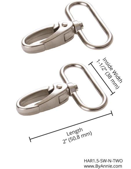 Set aus 2 Karabinern, 38 mm, silberfarben