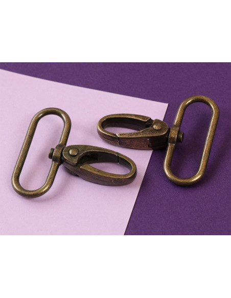 Set aus 2 Karabinern, 38 mm, antikes Messing