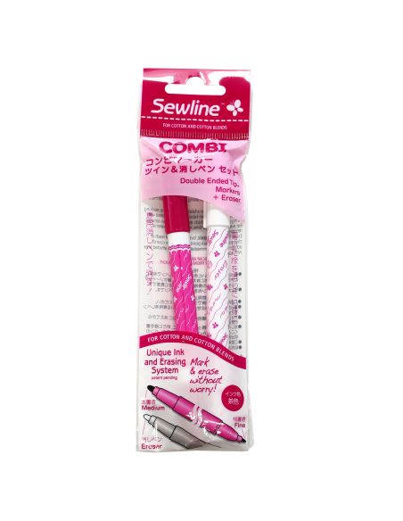 Assortiment stylo double pointe et gomme pour tissu