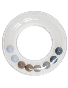 Transparenter Rasselring mit Perlen 63 mm - Grau