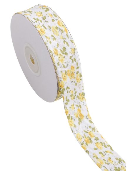 Biais fleuri - Jaune